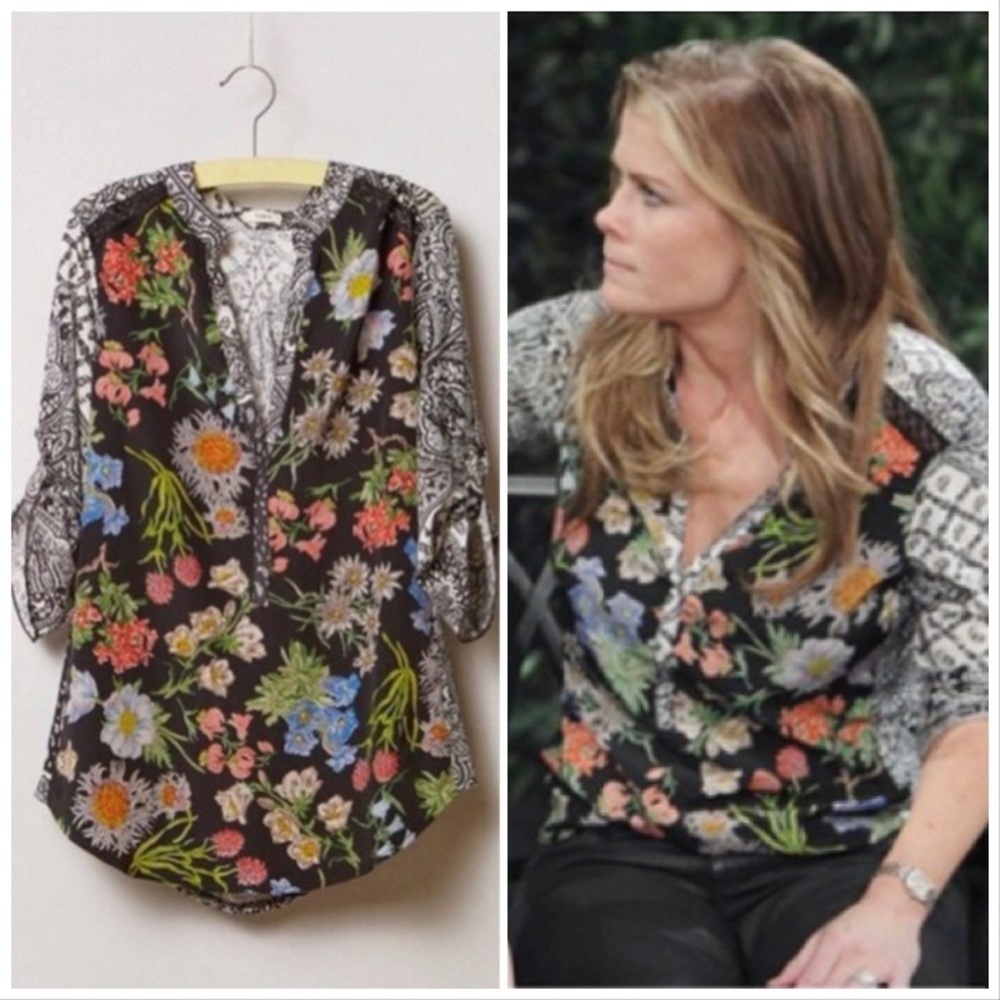 Anthropologie Tiny Lacona Floral Popover S